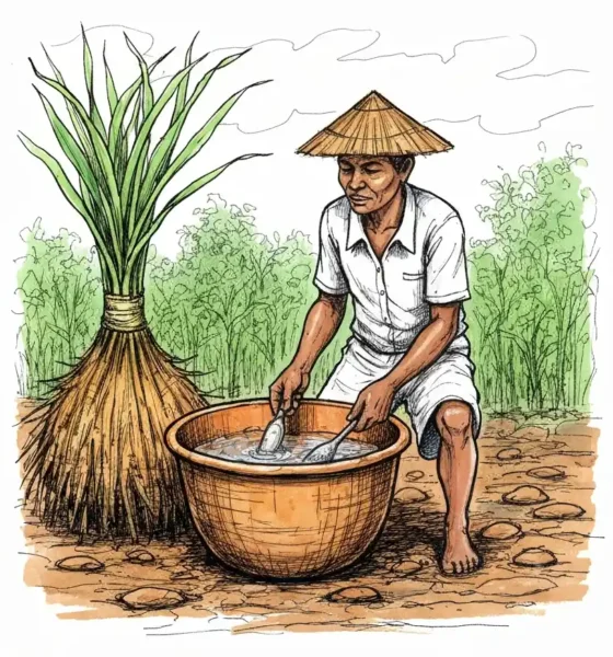 Editorial illustration for Farmer Plants Yam That Grows Downward to Water Table in Drou