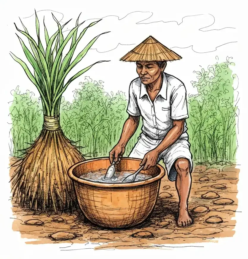 Editorial illustration for Farmer Plants Yam That Grows Downward to Water Table in Drou