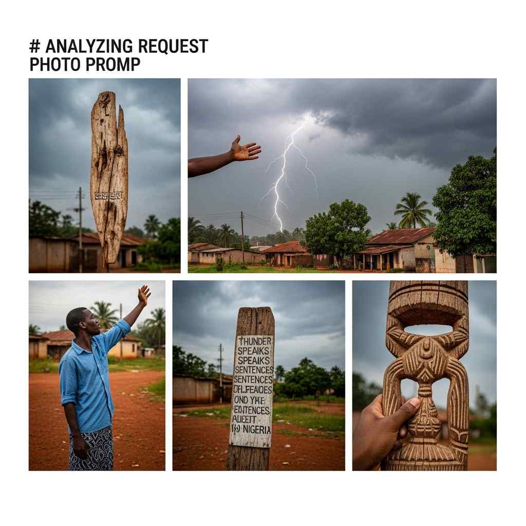 Dark storm clouds gather over the Jos Plateau hills, lightning flashing in the distance