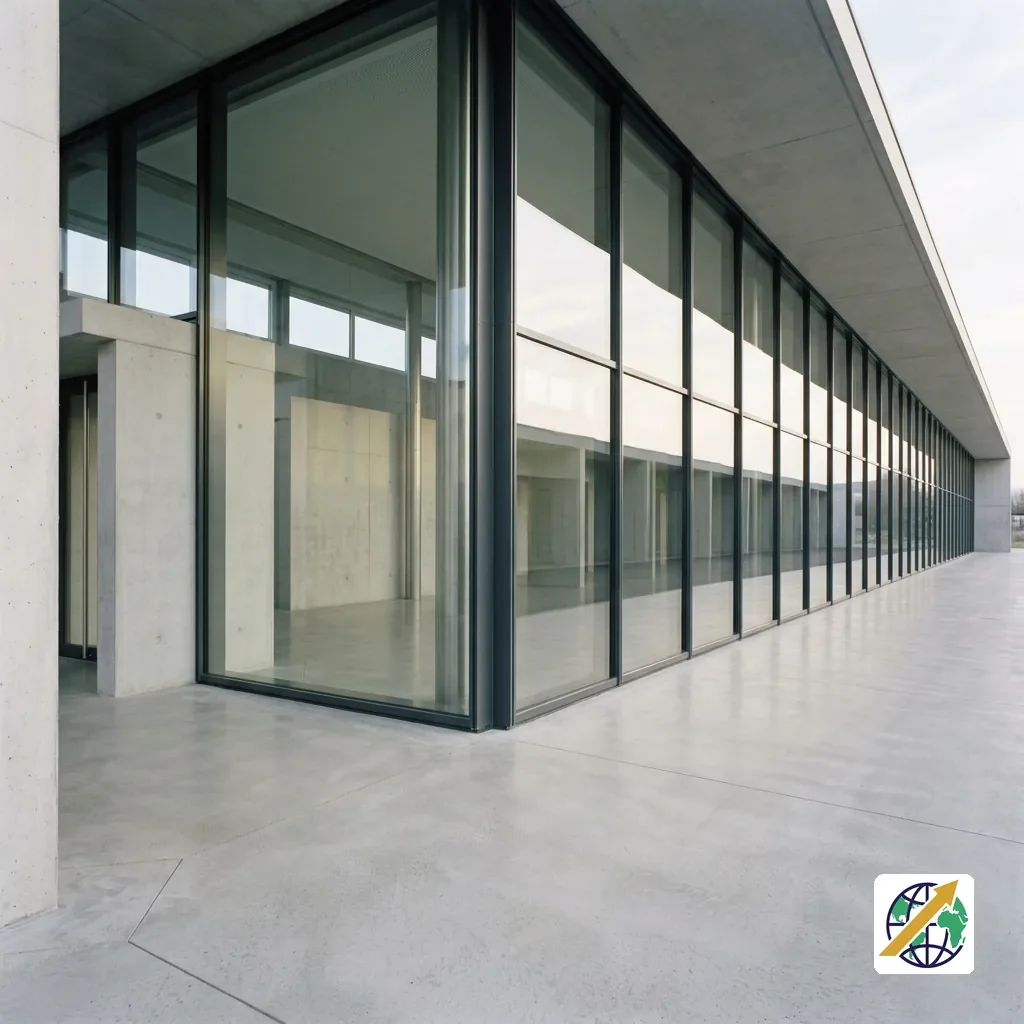 Minimalist commercial retail glass facade in natural daylight
Featured Image Description: Wide-angle architectural exterior view of an uncluttered, modern retail glass entrance with smooth concrete pavement.
Featured Image Title: Commercial Retail Architectural Storefront