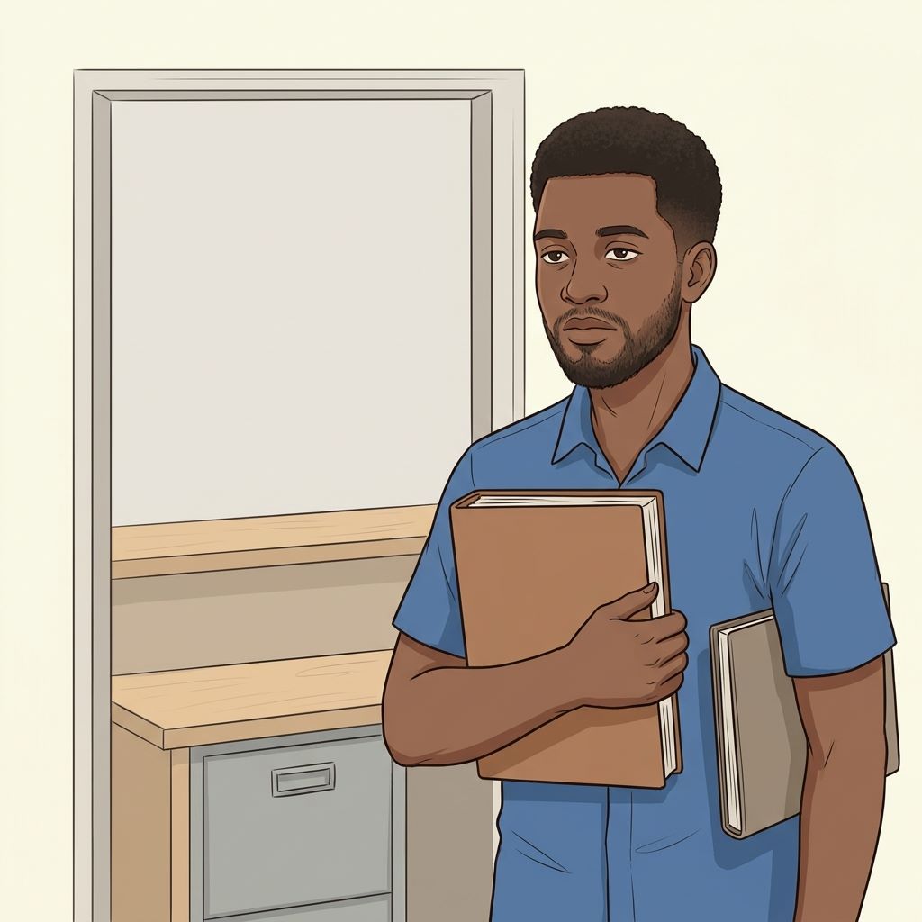 A field officer arriving at a branch office carrying a folder of returns for head office compilation.Featured Image Title: Delivering Branch Returns